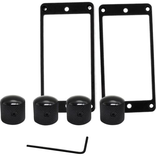 Guitar Flat Humbucker Pickup Frame & Metal Speed Control Knobs for Electric Guitar Bass