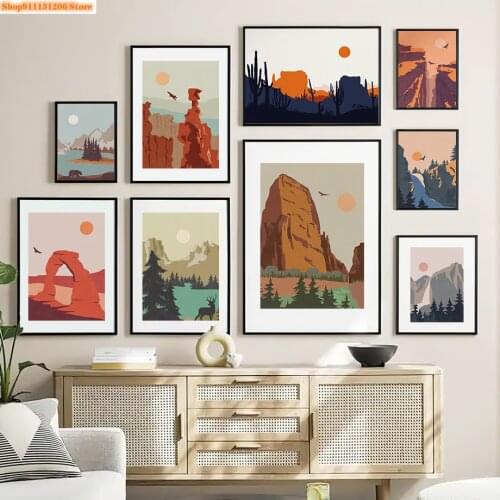 Full Round Diamond Painting Colorful Mountain Forest Eagle Bear Deer Diamond Mosaic Embroidery Cross Stitch Kits Kids Room Decor