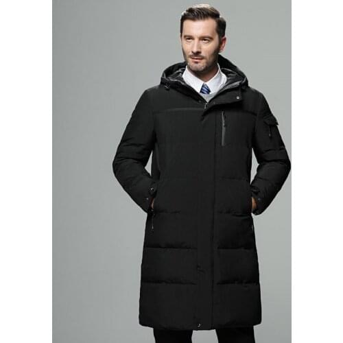 Casual Business Hooded Thick Warm Down Coats for Men -40 Degree Size 5Xl Russia Winter Men Long Section White Duck Down Jacket