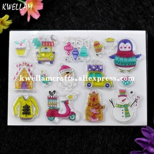 CHRISTMAS Deco Snowman Santa Penguin Scrapbook DIY photo cards rubber stamp clear stamp transparent stamp KW7072362