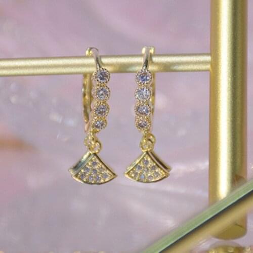 Korea Fashion Jewelry Micro-inlaid Zircon Triangle Exquisite Stud Earrings for Woman 14k Real Gold Plated Daily Simple Earring