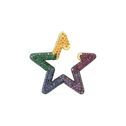 UMGODLY 1pc Yellow Gold Color Multicolor Star Ear Cuff Single Sliding Clip Earring Women Jewelry August New Arrival