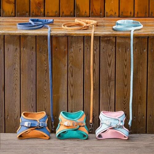 Pet Harness + Leash Set Reflective Training Walking Leads for Small Cats Dogs Floral Print Harness Collar Adjust Leashes Set