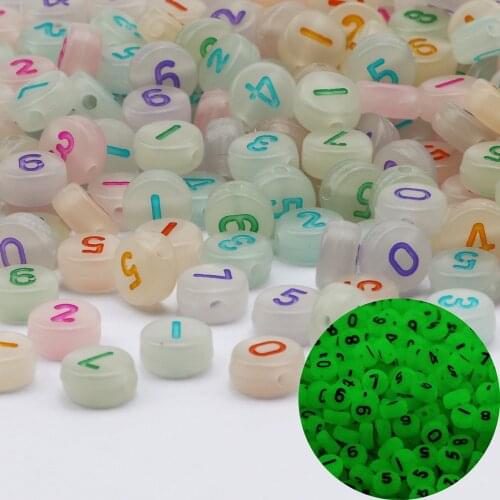 Beige Mix Arabic Numerals Acrylic Beads 4x7mm Flat Round Spacer Loose Beads for Jewelry Making DIY Necklace Bracelet Accessories