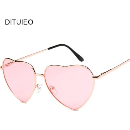 Ladies Heart Shaped Sunglasses Women Brand Designer Fashion Rimless LOVE Clear Metal Ocean Lenses Sun Glasses Oculos UV400