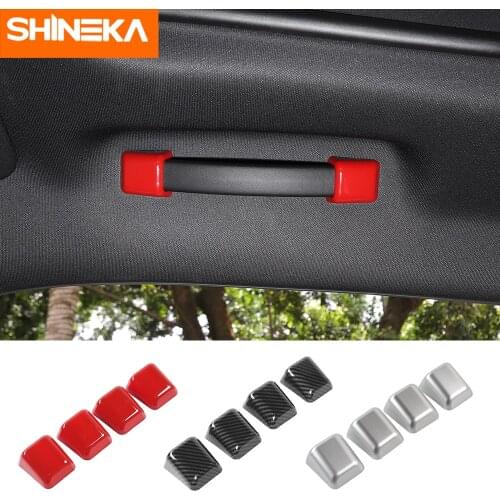 SHINEKA Interior Mouldings For Dodge Challenger Car Internal Roof Handle Grab Trim Cover Stickers For Dodge Challenger 2015-2019