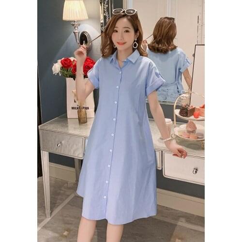 Explosion style maternity clothing summer new fashion shirt skirt loose maternal dress can be buckled breastfeeding