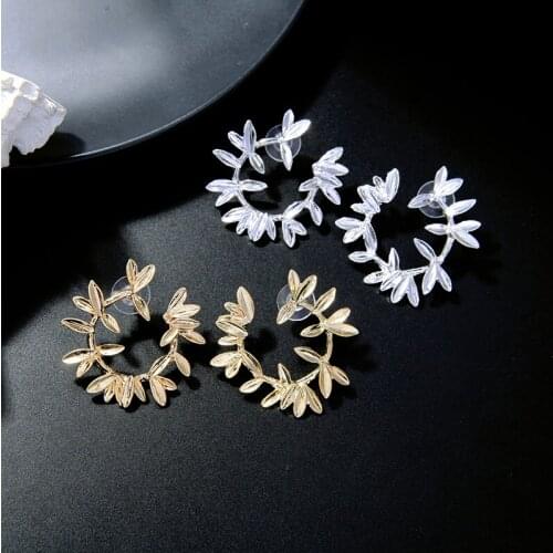 Kissme Women Stud Earrings Gold Silver Color Environment Friendly Alloy Leaves Branch Earrings 2021 Fashion Jewelry Accessories
