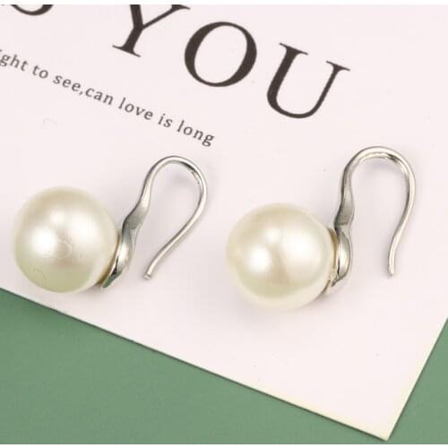 Trendy Silver Color Pendant Drop Earrings For Women Fashion Simulated Pearl Charm Statement Jewelry Wedding Earrings Female 2020