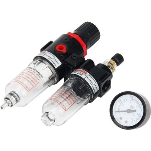 1/4'' Air Filter Regulator AFC2000 Pneumatic Tools Pressure Gauge Switch Compressor Moisture Trap Oil Water Separator