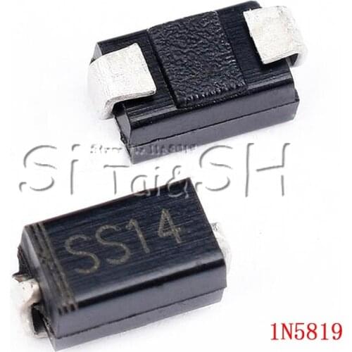 100pcs/lot sma 1N5819 SMD IN5819 1A 40V do-214ac Schottky diode ss14