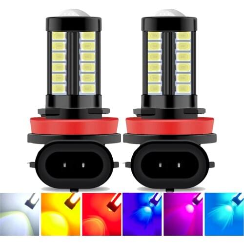 2PCS H7 H9 H8 H11 Led Fog Lights HB4 9006 HB3 9005 Lamp Turbo H16 JP EU PSX24W PSX26W P13W Bulbs 12V Car Accessories White Blue