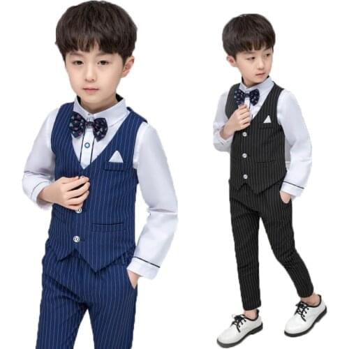 Kids Boys Vest+Pants 2PCS Formal Suit Gentleman Wedding Birthday Dress School Children Graduation Tuxedo Costume Clothing Set
