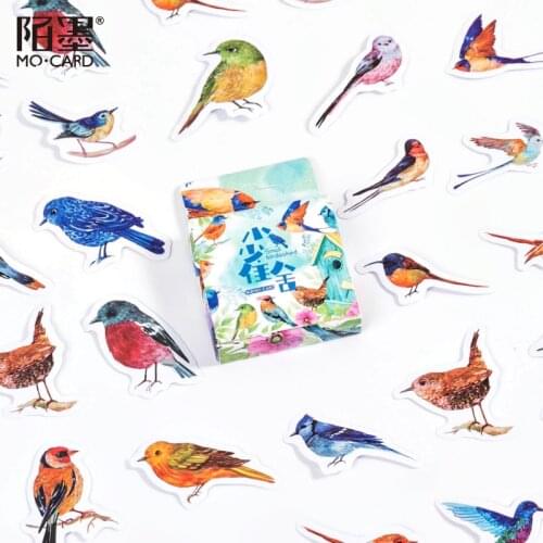 45 pcs/Boxed Small Bird House Handbook Diary DIY Self-adhesive Decorative Sealing Stickers