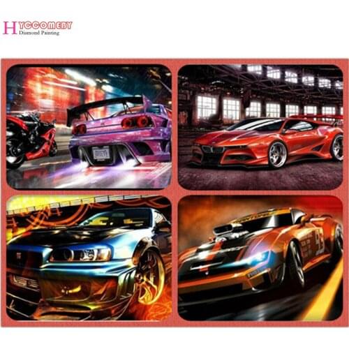5D DIY Diamond Embroidery Full round Drill Diamond Painting Cross Stitch Car Diamond Mosaic Rhinestones Picture Decor Sports car