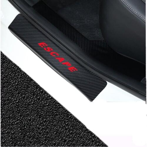 Car Accessories Car Door Sills For Ford Escape Door Threshold Plate Door Sill Scuff Plate Carbon Fiber Pu leather 4Pcs