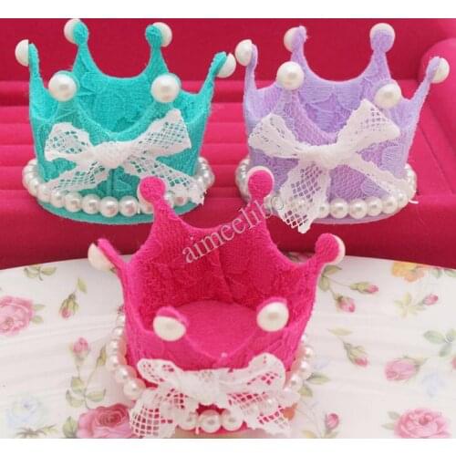 Free Shipping Fashion Creative Cute Pearl Lace Crown Headwear Girl Party Accessories