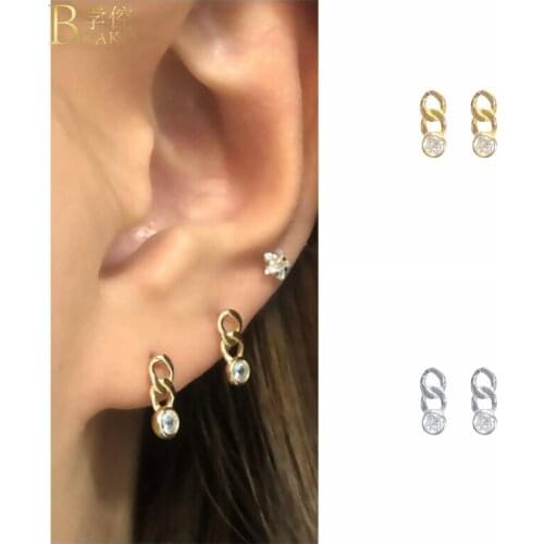BOAKO 925 Sterling Silver Earrings For Women Pendiente Plata Ohrringe Mini CZ Stud Earing Luxury Jewelry Piercing Gold Earrings