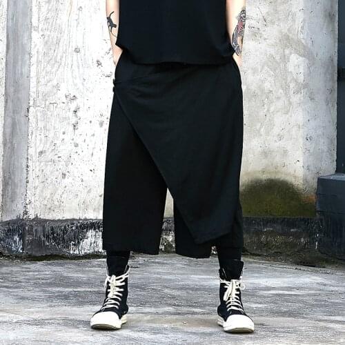 Barber shop group clothes original design new loose casual wide-leg pants Yamamoto style dark skirt pants