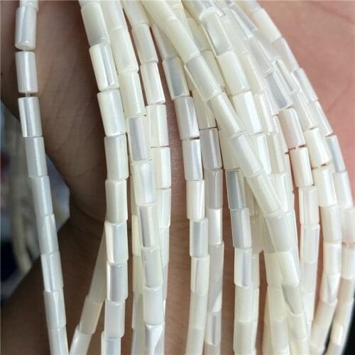 Wholesale Natural White Tube Shell Mother Of Pearl Loose Spacer Beads For Jewelry Making DIY Bracelet Necklace Handmade 3*7mm