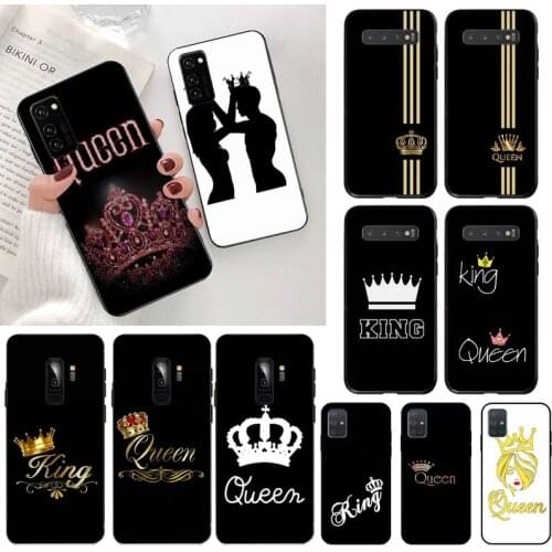 HOTCASHOP Couple King Queen Crown Phone Case for Samsung S20 plus Ultra S6 S7 edge S8 S9 plus S10 5G lite 2020