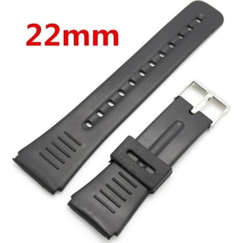 Black 22mm Band Width Rubber Wrist Watch Band Strap Stainless Steel Pin Buckle + 2 Spring Bars