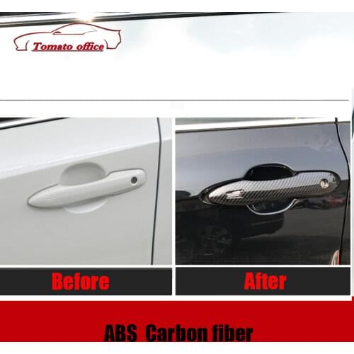 For Toyota Auris Hybrid 2018 2019 Accessories ABS Chrome/Carbon Fiber Car door protector Handle Decoration Cover Trim Styling