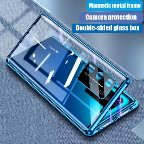 Magnetic Metal Double-sided Glass Case For Huawei P40 P30 Honor 30 Mate 30 20 Nova 7 SE Pro Camera Protection Phone Cover