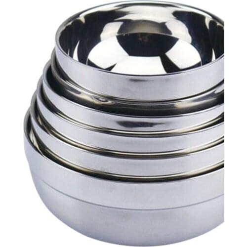 Eco-friendly Double Layer Anti-Rust Stainless Steel Classic Bowl Thermal Insulation Kitchen Flatware