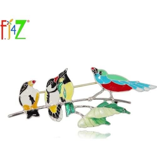 F.J4Z Hot Party Show Costume Brooches Pins Fashion Good Quality Cute Birds Enamel Alloy Gift Brooches