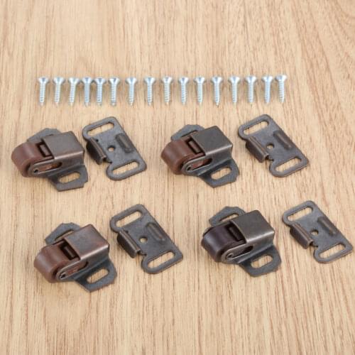 DRELD 4pc Cabinet Door Stopper Spring Touch Latch Ball Roller Catches Wardrobe Stoppers Damper Buffer Furniture Hardware 31*37mm