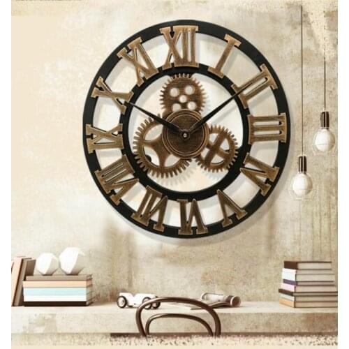 HOT DIY Luxury 3D Roman numerals Wall Clock Large Size Home Decoration Art Clock HOT Gold Color