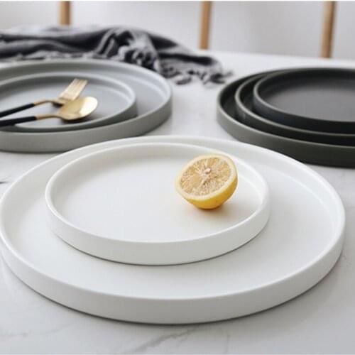 Ceramic Dinner Plate Tableware Round Western Plate Fruit Cake Dessert Dish Breakfast Tray