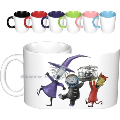 Lock , Shock , And Barrel Ceramic Mugs Coffee Cups Milk Tea Mug Nightmare Before Christmas Halloween Children Tim Burton Lock