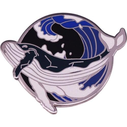 Whale and Blue Waves LapelEnamel Pin Sea Wave Brooch