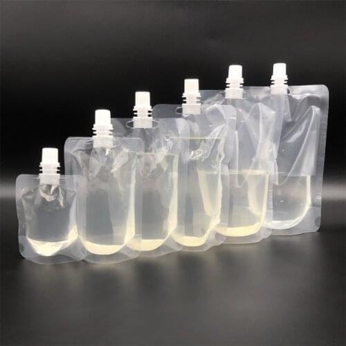 10pcs/lot Transparent Nozzle Bag Spouted Drink Bags Beverage Packaging Pouch For Camping Outdoor Liquid Storage
