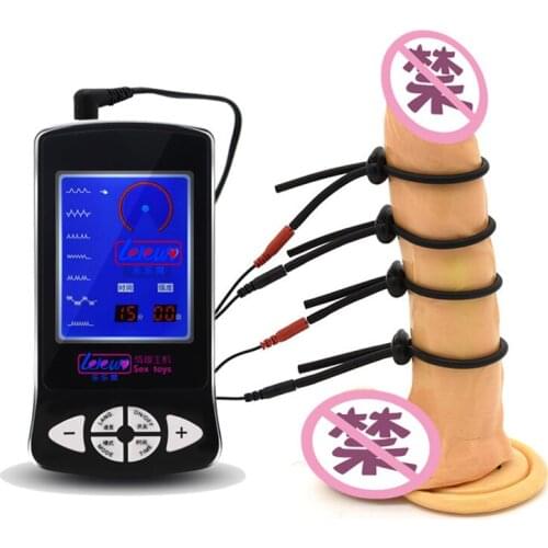 Male Electric Shock Penis Ring Electro Stimulation Cock Ring Masturbator Penis Extender Medical Therapy Massager Sex Toy for Men