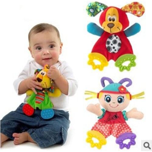 Infant Baby Toys Comforter Animal Shape Soft Plush Baby Rattle Toy With Teethers Lovely Development Newborn Baby Mobile Toys