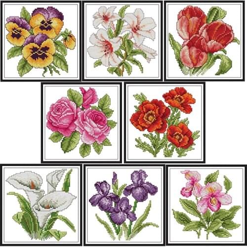 Joy Sunday Flower cross stitch kit printed Fresh chinese embroidery needlework Home Decor Design Embroidery Needle Set wholesale