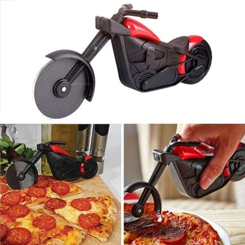 New Motorcycle Pizza Cutter Dual Wheel Roller Bicycle Knives Chopper Slicer Peeler