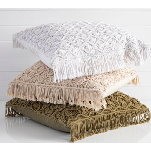 MOMS YARD New Macrame Handmade Cotton Thread Pillowcase Bohemia Moroccan Sofa Cushion Cover Decorative Pillowcase High-end Gift