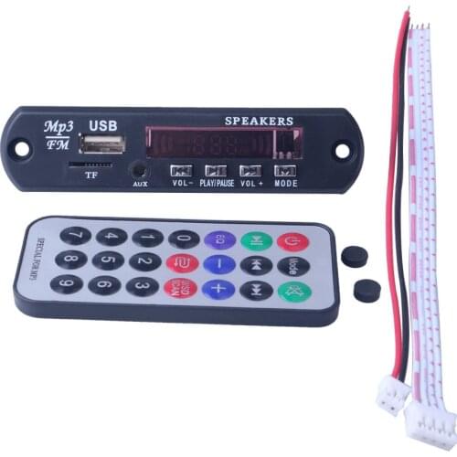 12V Bluetooth 5.0 MP3 WMA WAV Decoder Board Color Screen Wireless Audio Module USB TF FM Radio With Mic For Car accessories