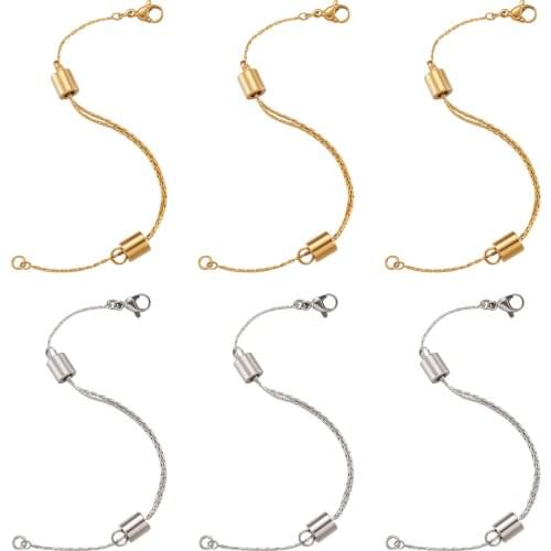 6pcs/Set 304 Stainless Steel Adjustable Chain Extenders Necklace Extension Chain for Anklet Neclace DIY Jewelry Making Findings
