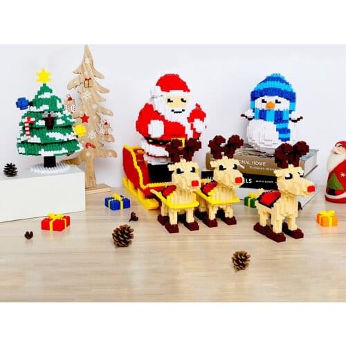 Christmas Series Mini Magic Building Blocks Figures Connection Santa Claus Snowman Elk Tree Bricks Toys For Christmas Gift