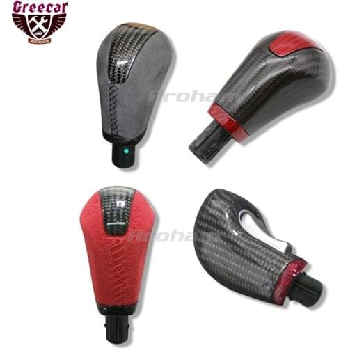 Carbon Fiber Gear Shift Knob Alcantara Perforated Leather Gear Head Handball For Hyundai Tucson Santa Fe Santafe 2013-2017 2018