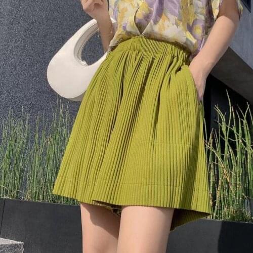 Summer New High Waist Large Plus Size Pleated Wide Leg Shorts Casual Sports Culottes Korean Loose Female Clothing For Lay Shorts