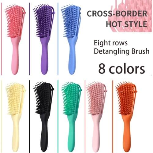 Eight Rows Octopus Ribs Hair Detangler Brush for Afro America/African Hair Textured 3a to 4c Kinky Wavy/Curly/Coily/Wet/Dryhair