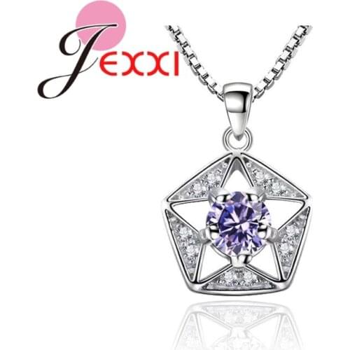 High Quality 925 Sterling Silver Star Shape Crystal Stone Necklace Earrings For Womens Party Shopping With Clothing Jewelry