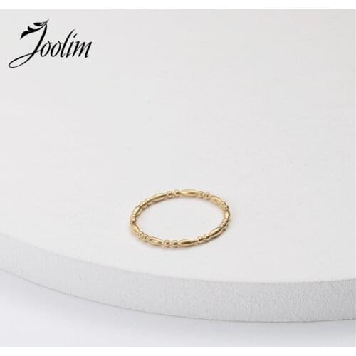 Joolim Gold Finish Dainty Lucky Beads Stainless Steel Rings 2021 Jewelry