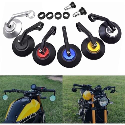 Round Rear View Mirrors Cafe Racer HandleBar End Mirror 22mm 7/8" fit for Shadow Valkyrie Rebel XL1000V XL700V NT700V XR230